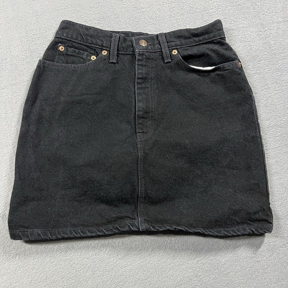 Levi's Dresses & Skirts - VTG Levis 511 Skirt Womens 8 Black Slim Y2K Mini Grunge Made in USA Denim 90s